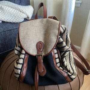 Lucky Brand Linen Drawstring Backpack
